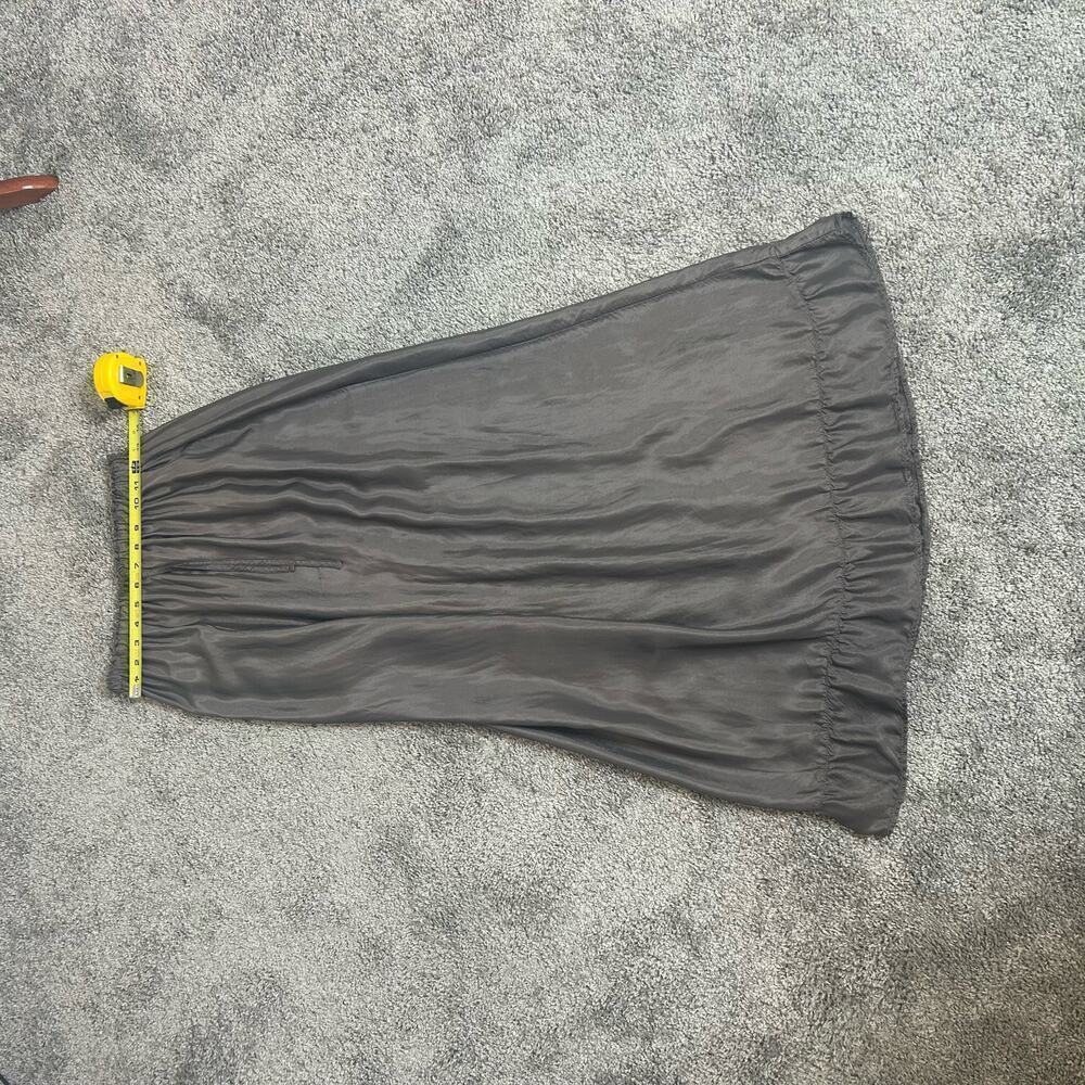 CP Shades Size Medium Gray Midi Skirt Rayon Drawstring Flowy - Picture 2 of 8